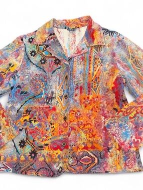 Gaudy Couture Vintage Vibrant Paisley Cotton Shirt Jacket
